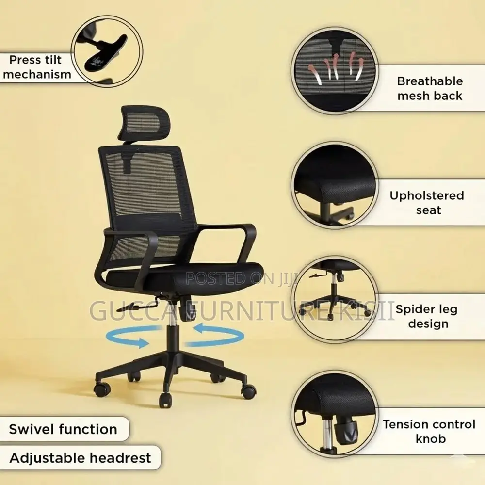 Office Chair; Ergonomic High-Back Breathable Mesh Office Chair