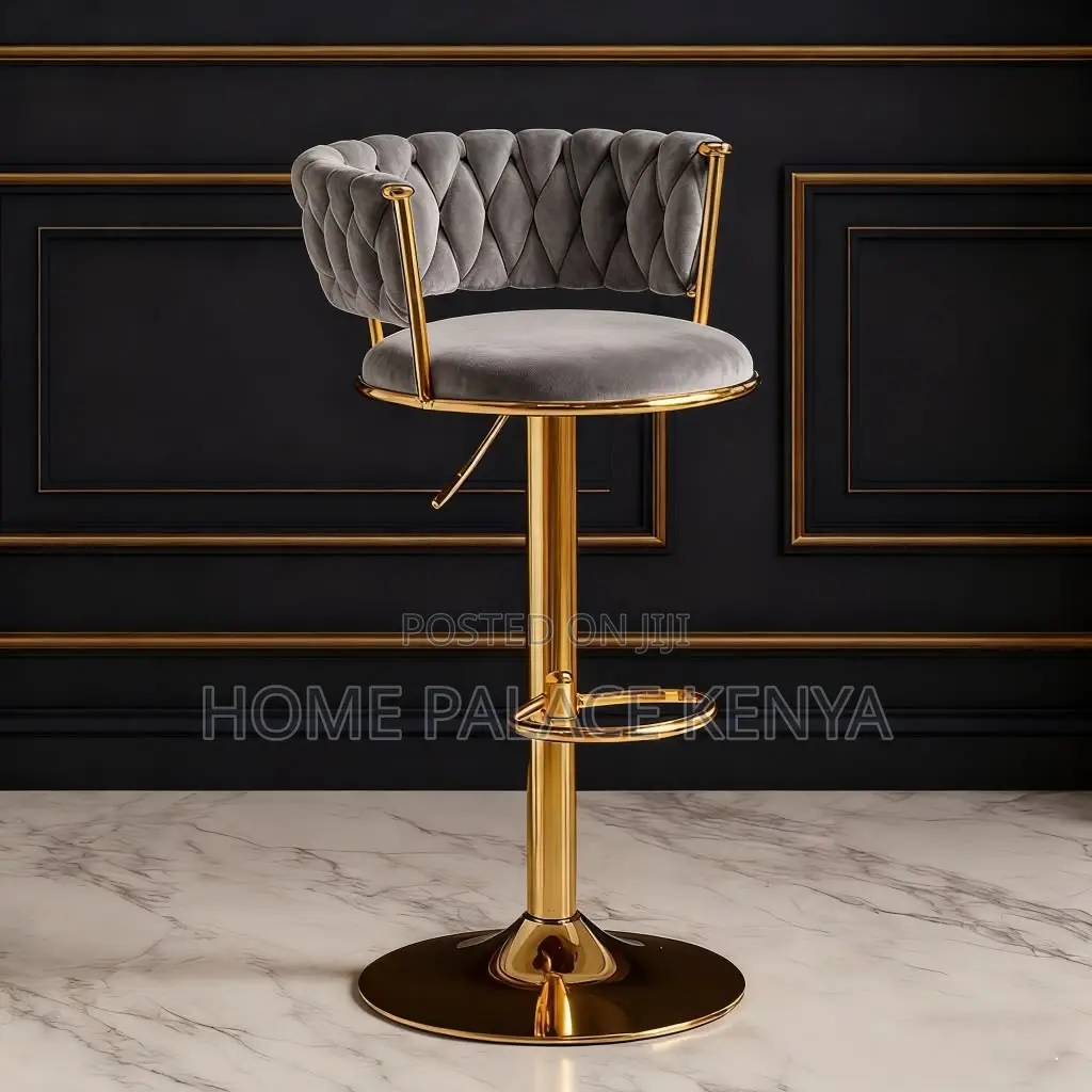 Bar Stool; Elegant Upholstered Velvet Bar Chair With Adjustable Base
