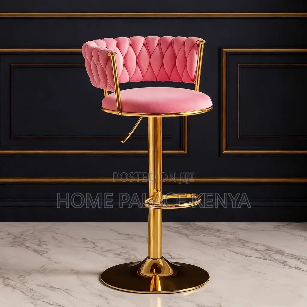 Bar Stool; Elegant Upholstered Velvet Bar Chair With Adjustable Base