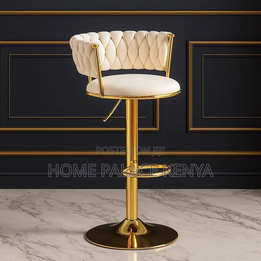 Bar Stool; Elegant Upholstered Velvet Bar Chair With Adjustable Base