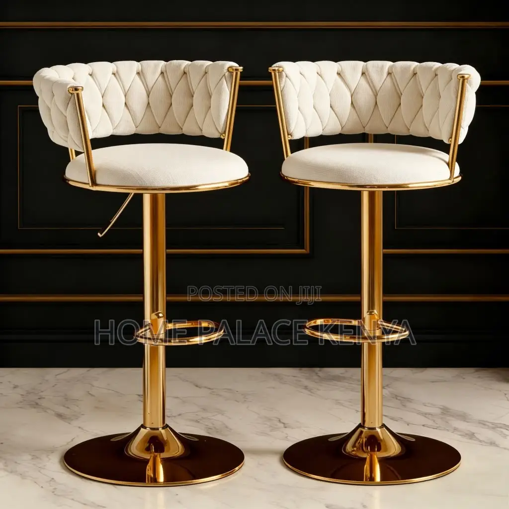 Bar Stool; Elegant Upholstered Velvet Bar Chair With Adjustable Base