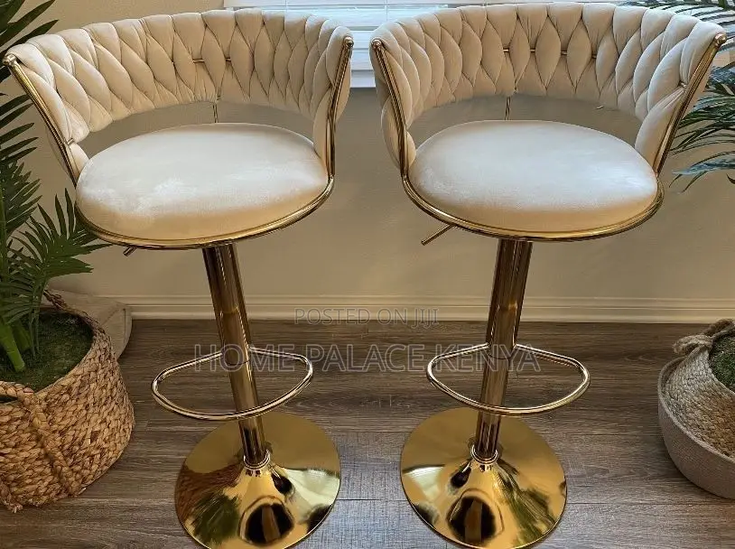 Bar Stool; Elegant Upholstered Velvet Bar Chair With Adjustable Base