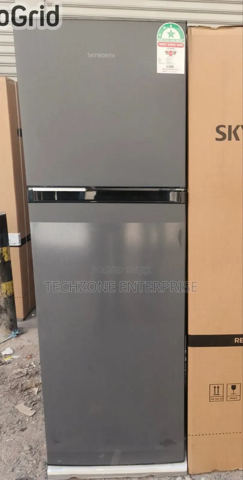 Skyworth Double Door Refrigerator Model 280L (No Frost) Silver,,