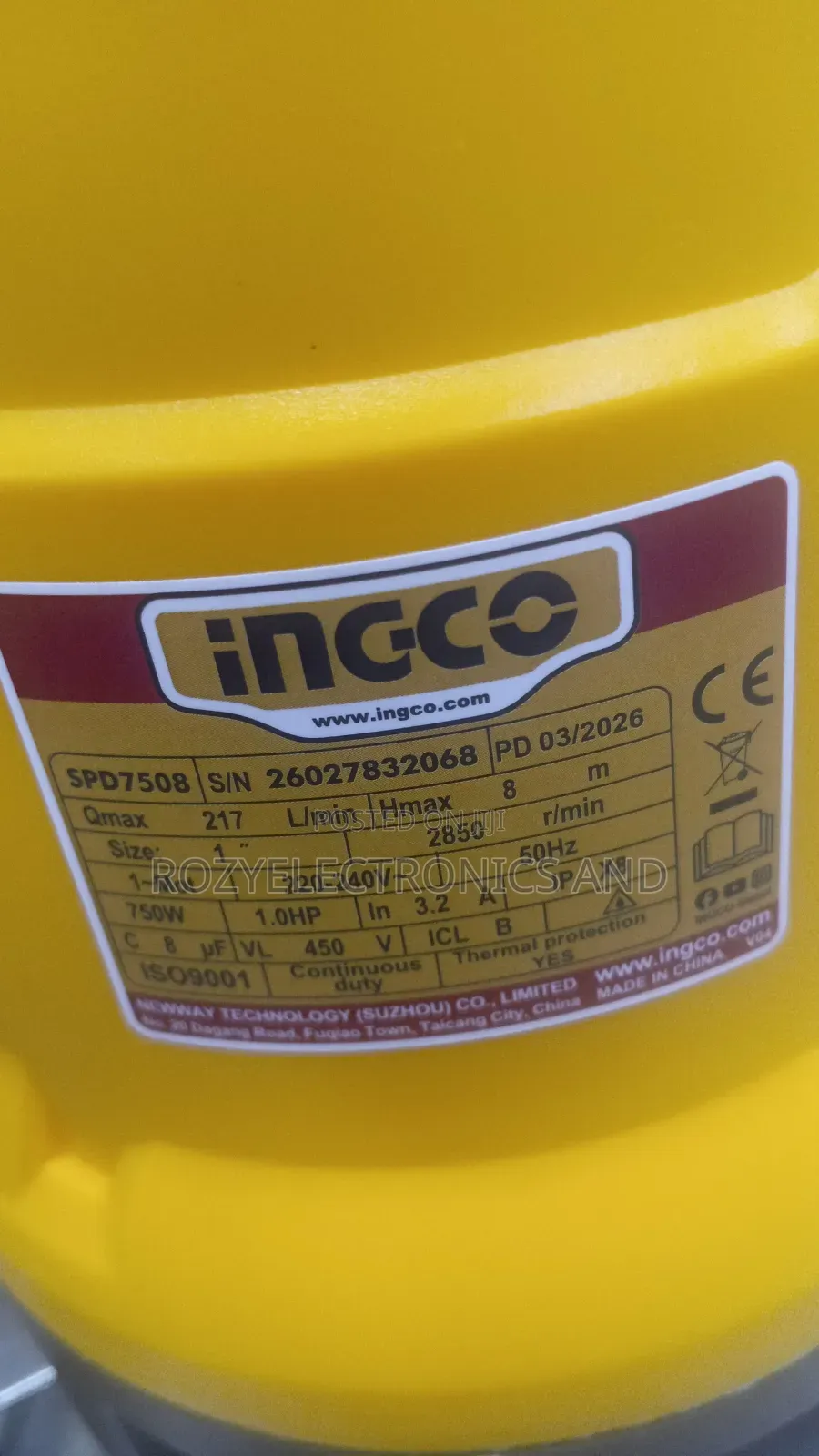 1hp Incco Sewage Pump 8 M Head
