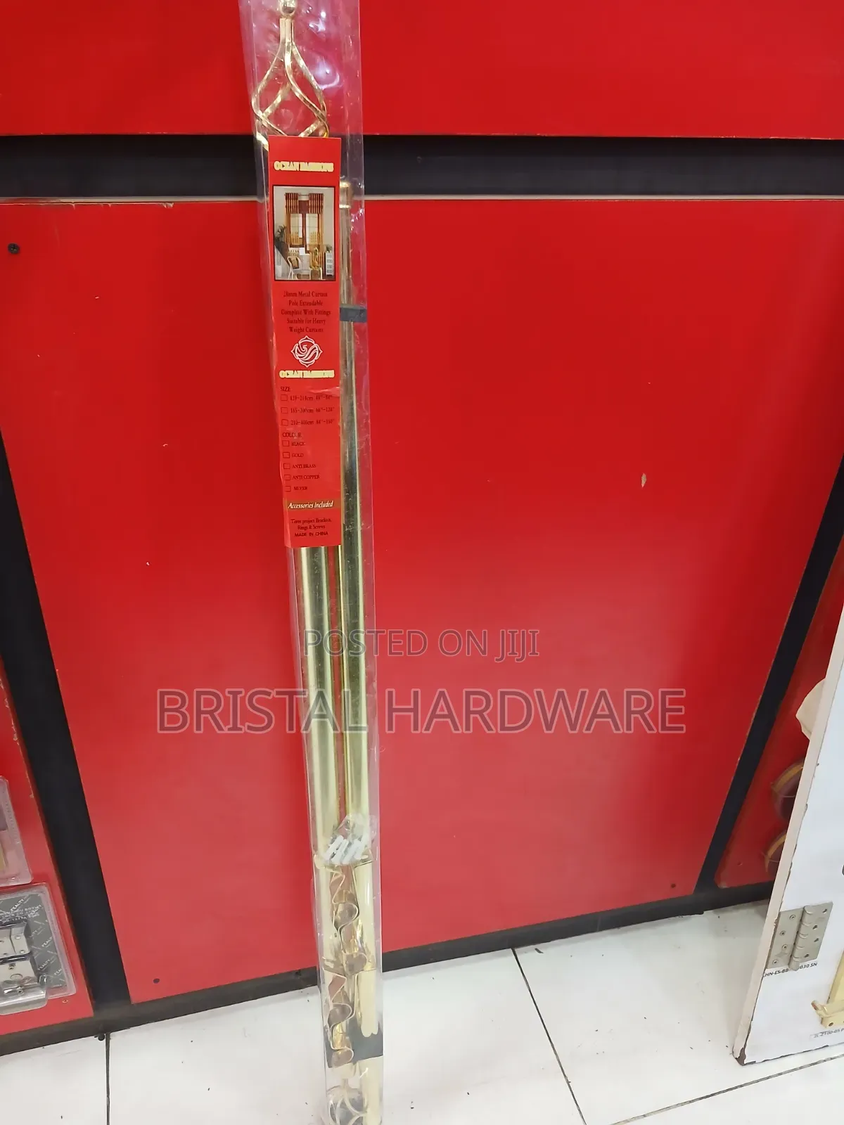 2m Gold-Colore Adjustable Double Curtain Rods