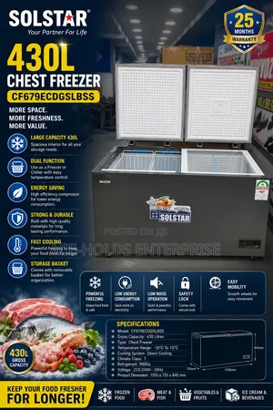 Solstar 430L Chest Freezer (CF679ECDGSLBSS)