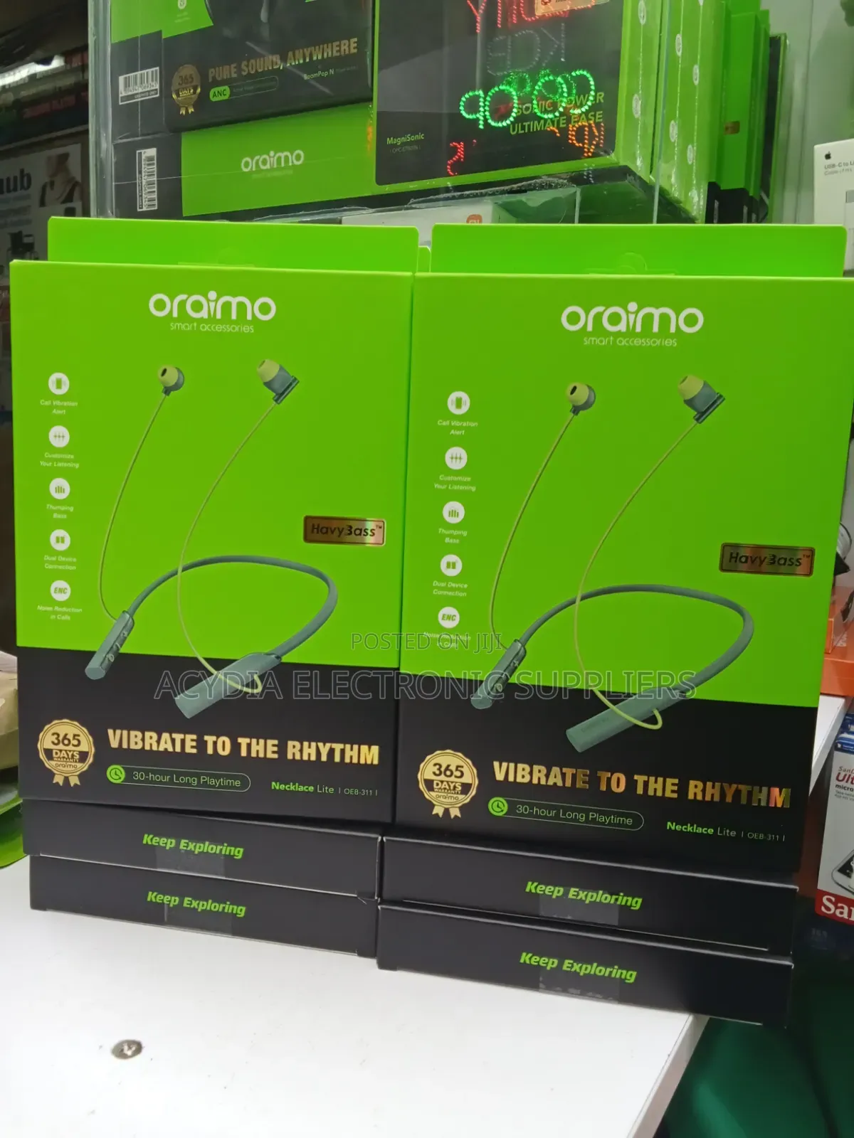 Oraimo Necklace Lite Call Vibration Wireless Headphones- Sage Green