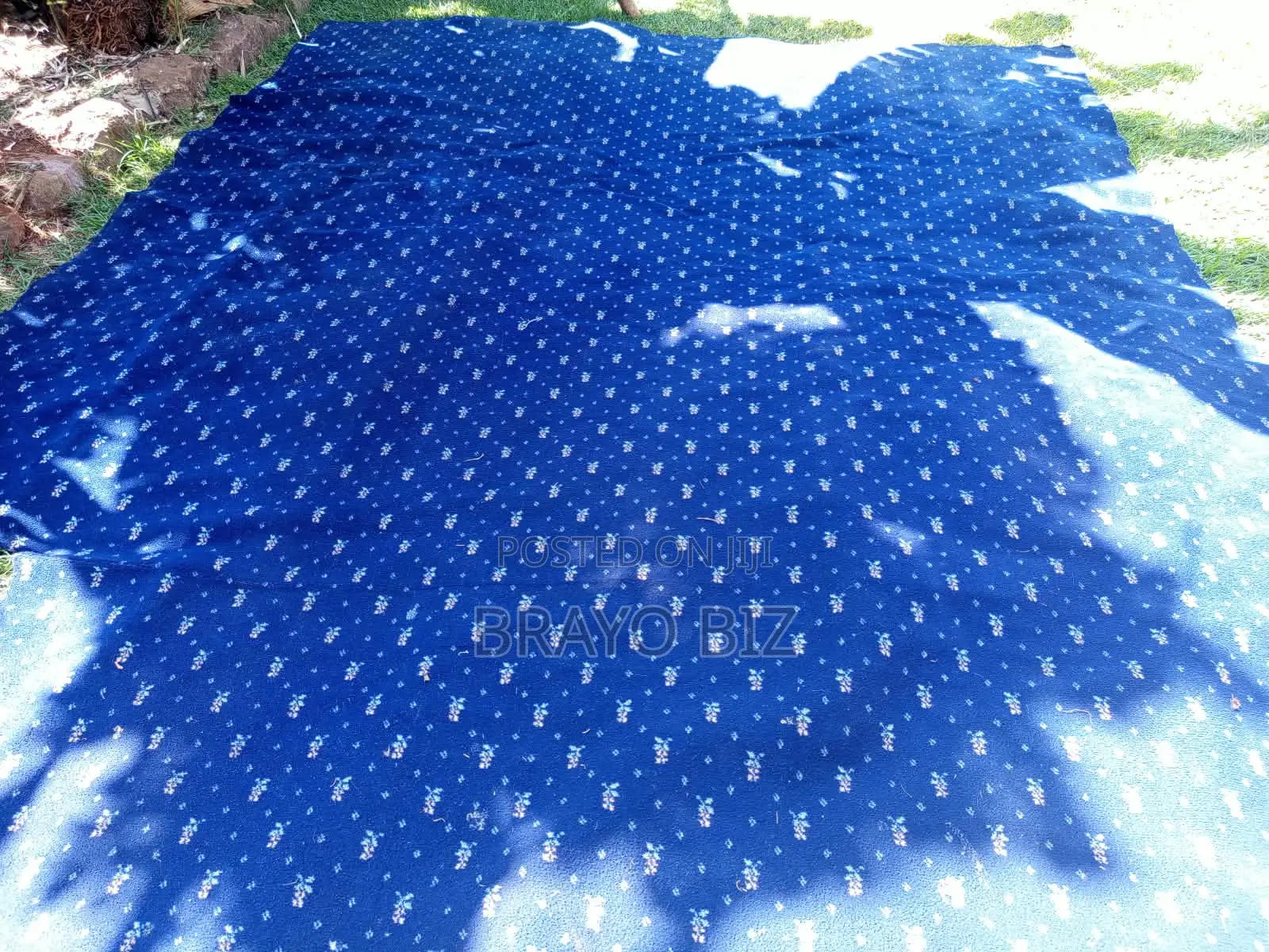 Heavy Duty Navy Blue Floral Carpet – Fireproof & Commercial Grade