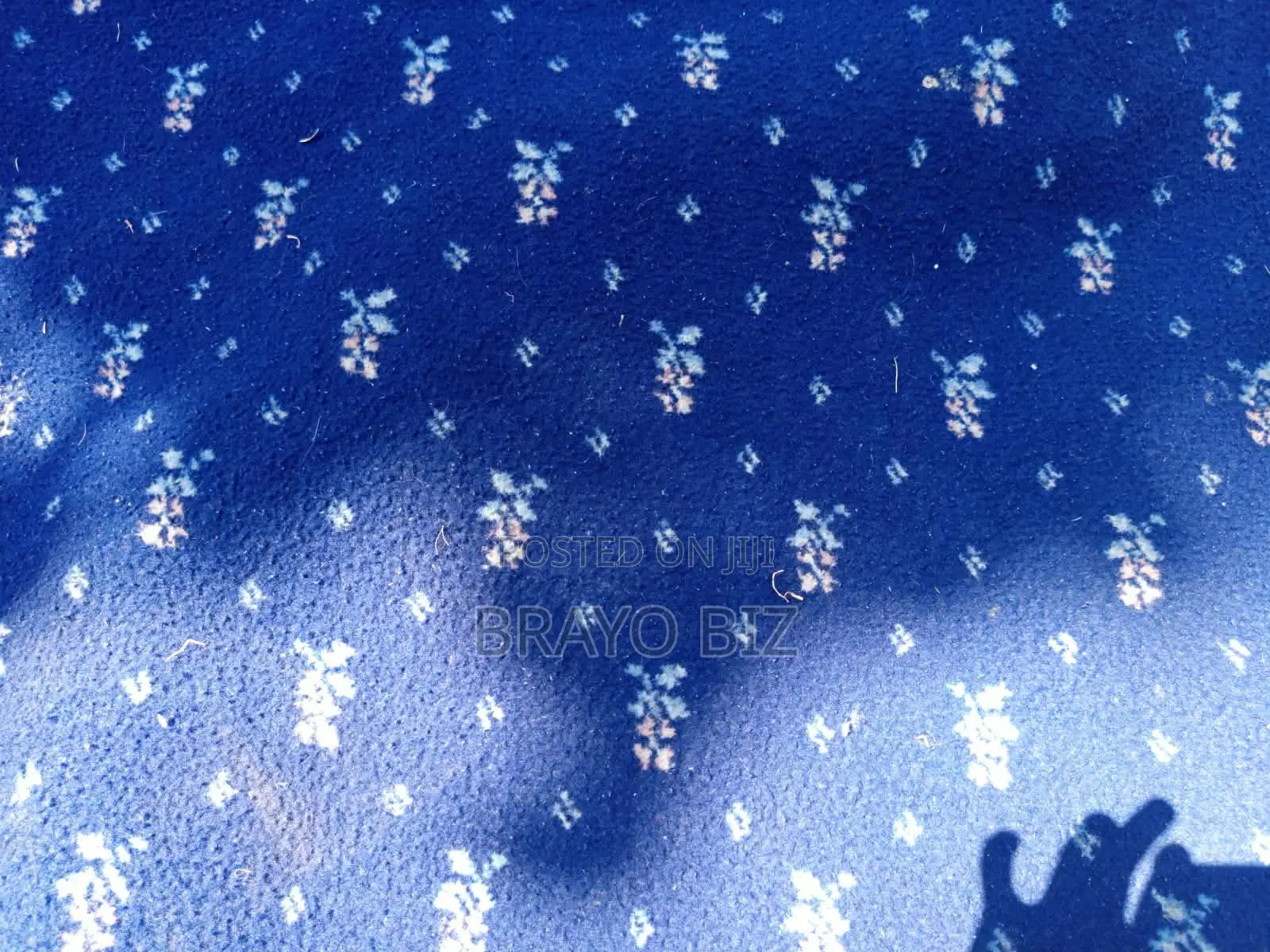 Heavy Duty Navy Blue Floral Carpet – Fireproof & Commercial Grade