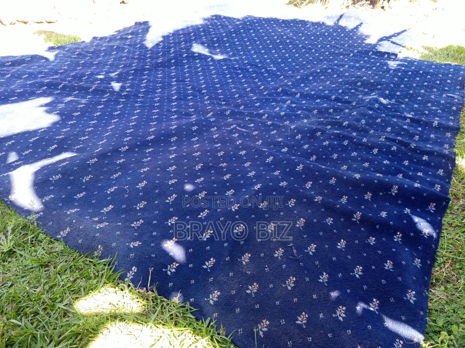 Heavy Duty Navy Blue Floral Carpet – Fireproof & Commercial Grade