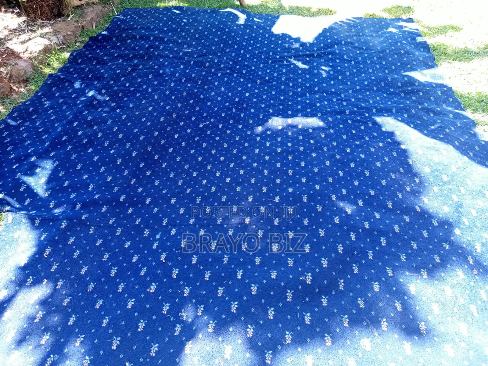 Heavy Duty Navy Blue Floral Carpet – Fireproof & Commercial Grade