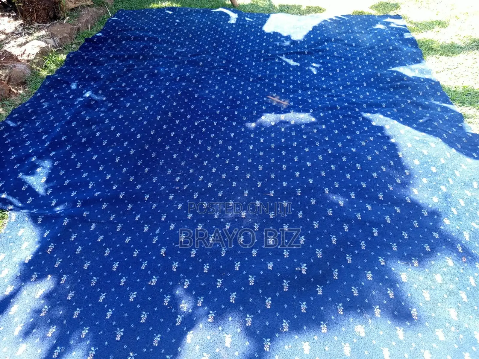 Heavy Duty Navy Blue Floral Carpet – Fireproof & Commercial Grade