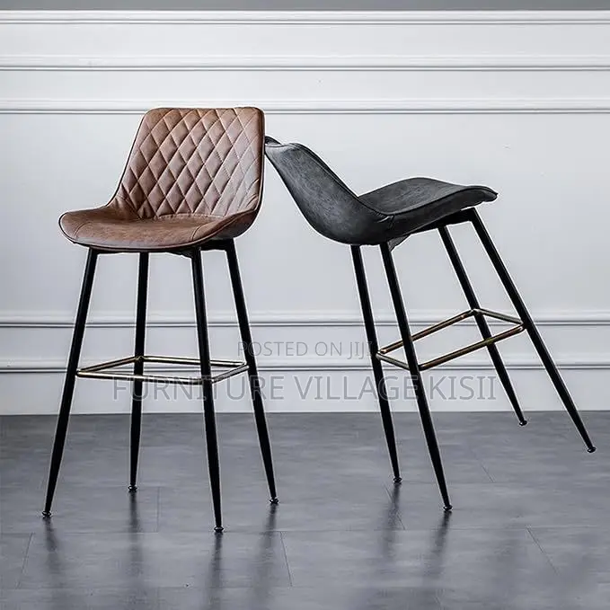 Home Furniture; Bar Stool of Leather Counter Height Back