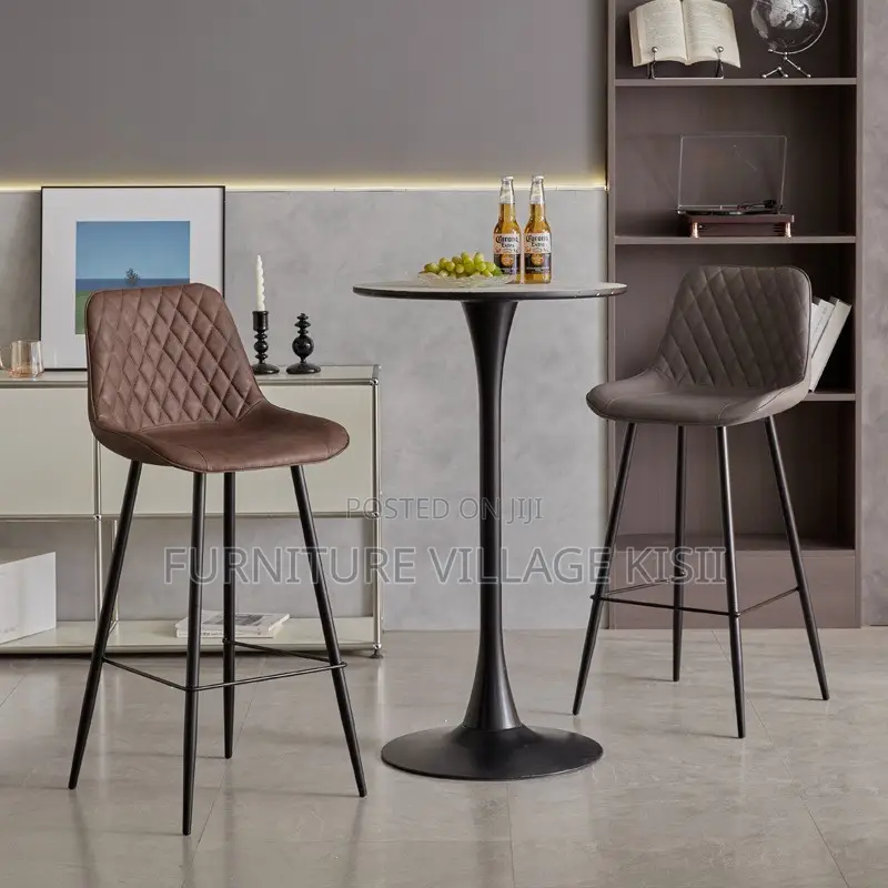Home Furniture; Bar Stool of Leather Counter Height Back
