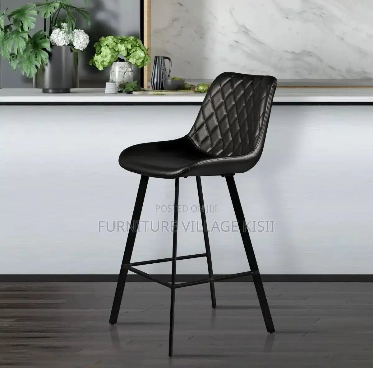 Home Furniture; Bar Stool of Leather Counter Height Back