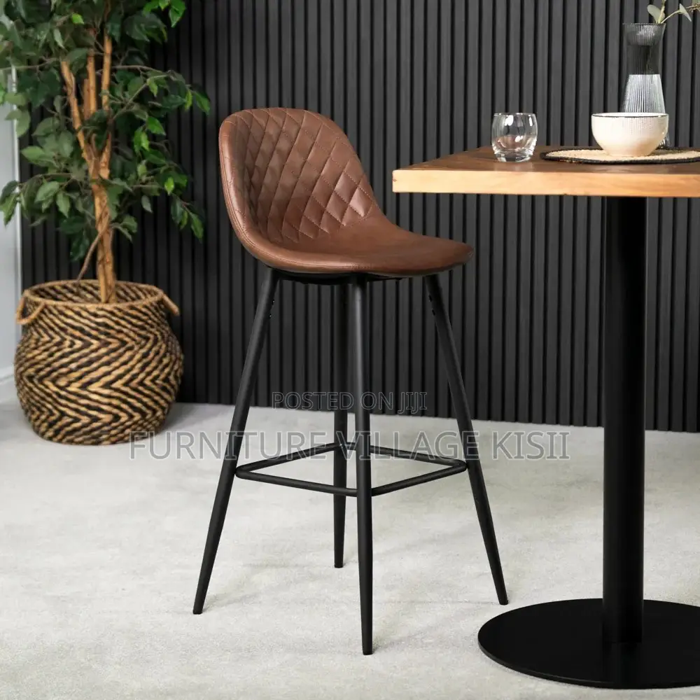 Home Furniture; Bar Stool of Leather Counter Height Back