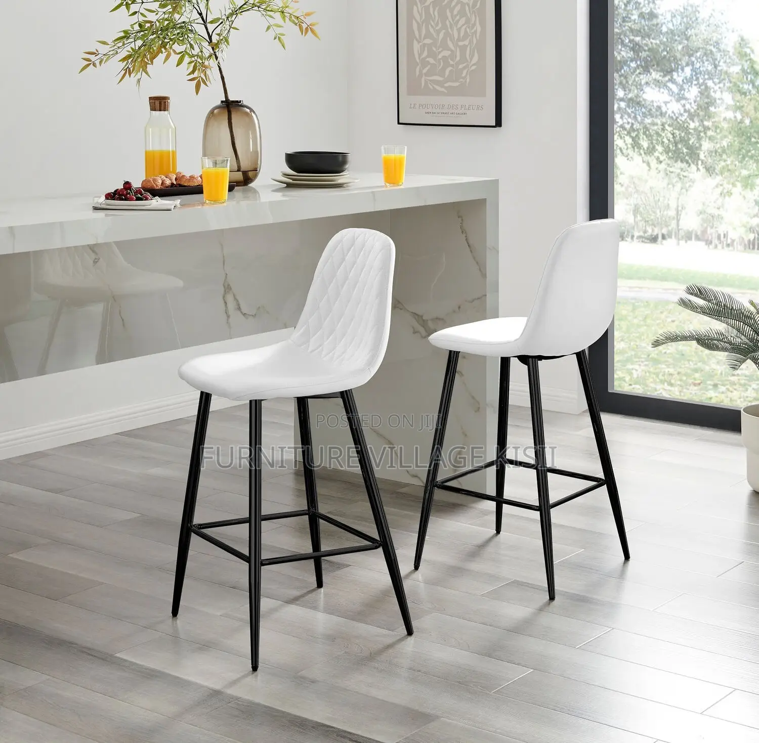 Home Furniture; Bar Stool of Leather Counter Height Back