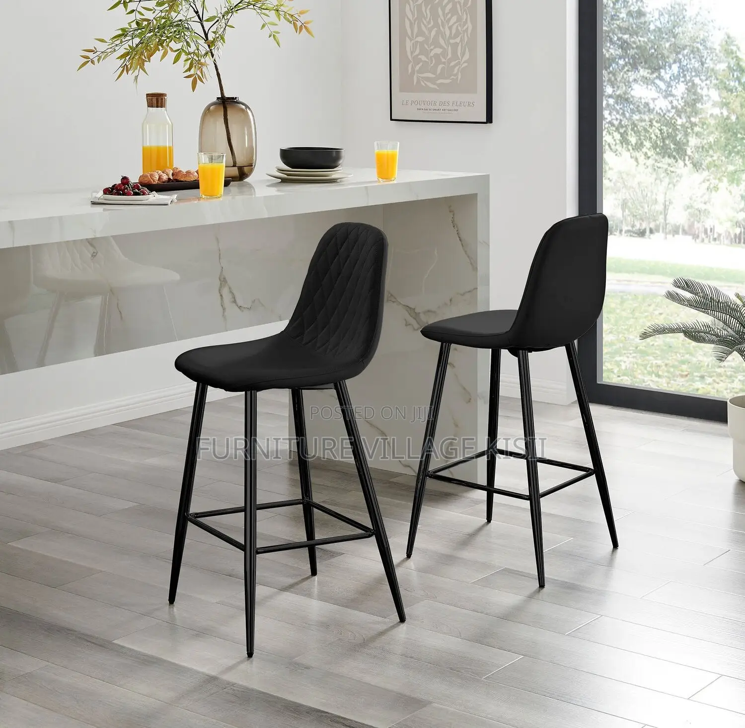 Home Furniture; Bar Stool of Leather Counter Height Back