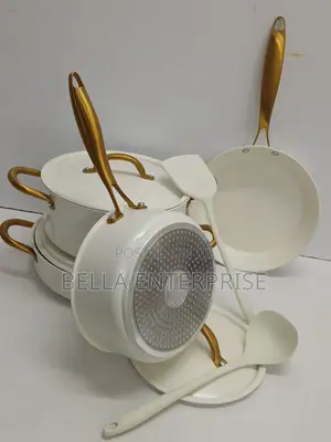 12pcs Ceramic Cookware Set With Gold Coloured Handles Available