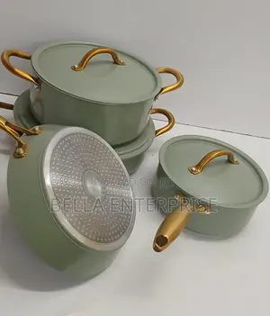 12pcs Ceramic Cookware Set With Gold Coloured Handles Available