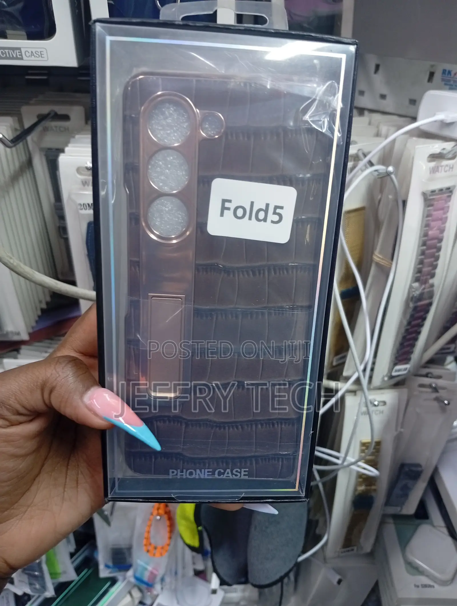 Brown Leather Case With a Gold Designed for Samsung Galaxy Z Fold 5