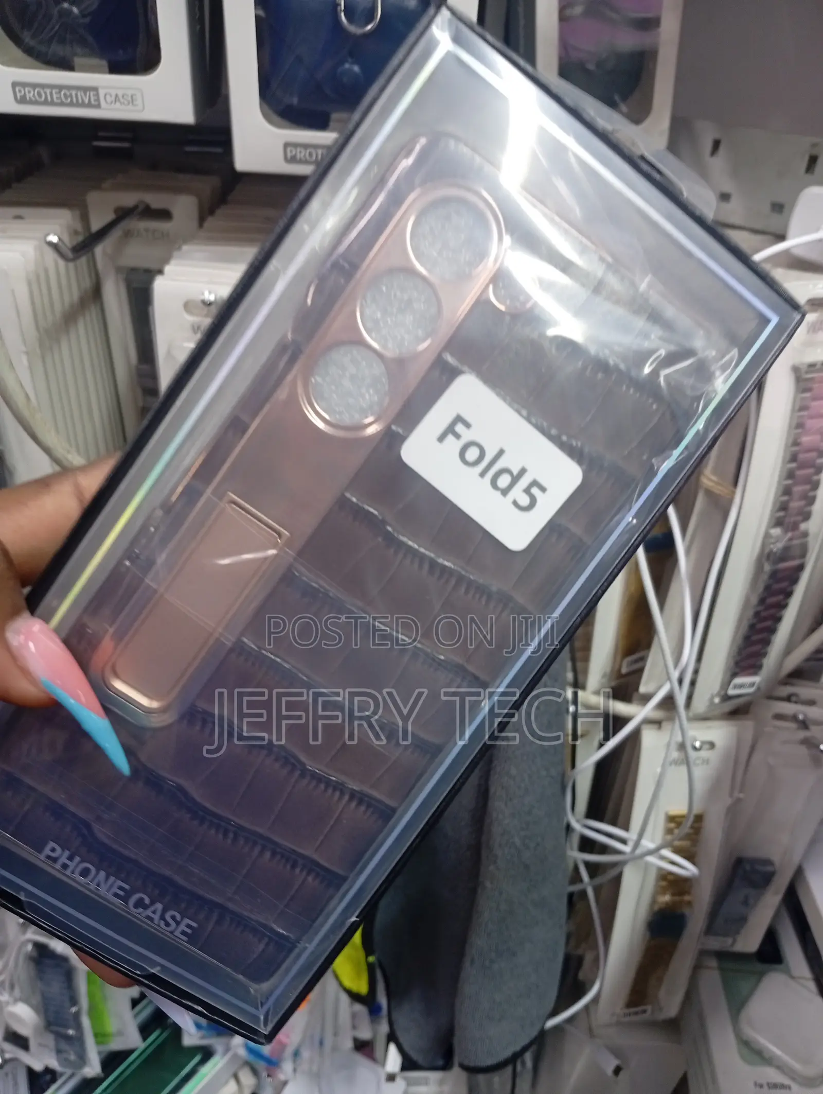 Brown Leather Case With a Gold Designed for Samsung Galaxy Z Fold 5