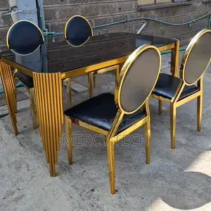 4 Sitter Modern Dinning Table Set
Rectangular Black Glass Tabletop
