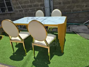 4 Sitter Modern Dinning Table Set (White Marble Finish)