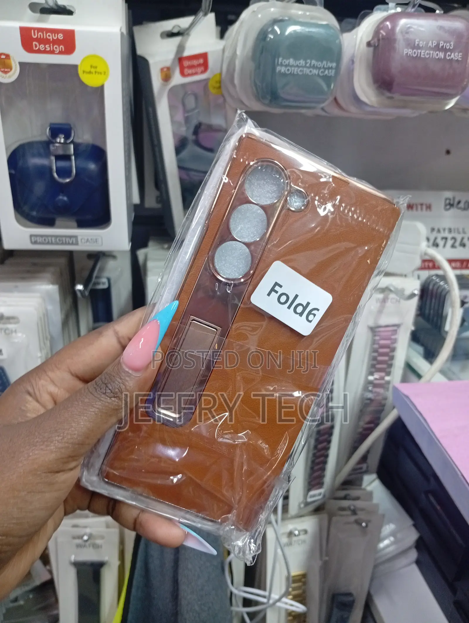 Brown Leather Phone Case With for a Samsung Galaxy Z Fold Z Fold 4