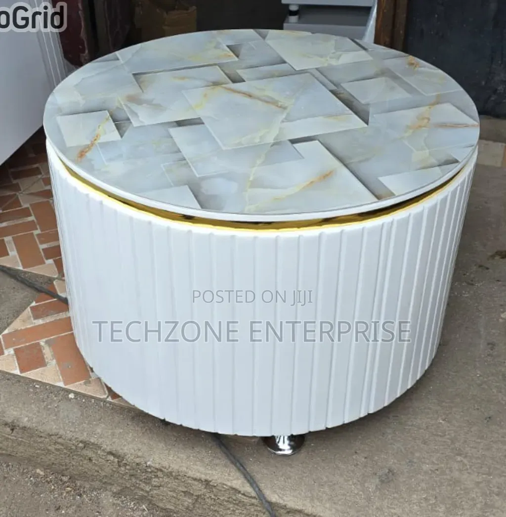 White Executive Modern Round Coffee Table, White ,,