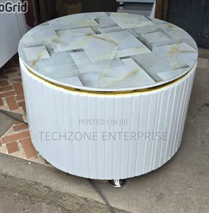 White Executive Modern Round Coffee Table, White ,,