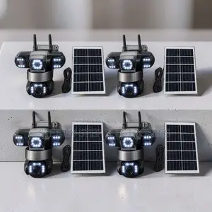 Rechargeable Battery 20MP 4K Ultra HD 4G PTZ Triple Lens Solar Cameras