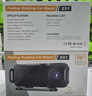 X01 90° Swivel Folding Rotating Car Mount for Phones, Tablets