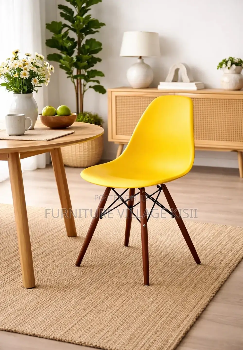 Home Furniture ; Yellow Eames Armless Chair