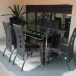Executive 6 Sitter Glass Dinning Table  With Leather Seat ..
