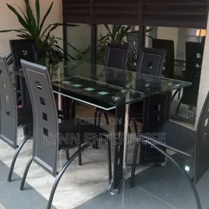 Executive 6 Sitter Glass Dinning Table  With Leather Seat ..