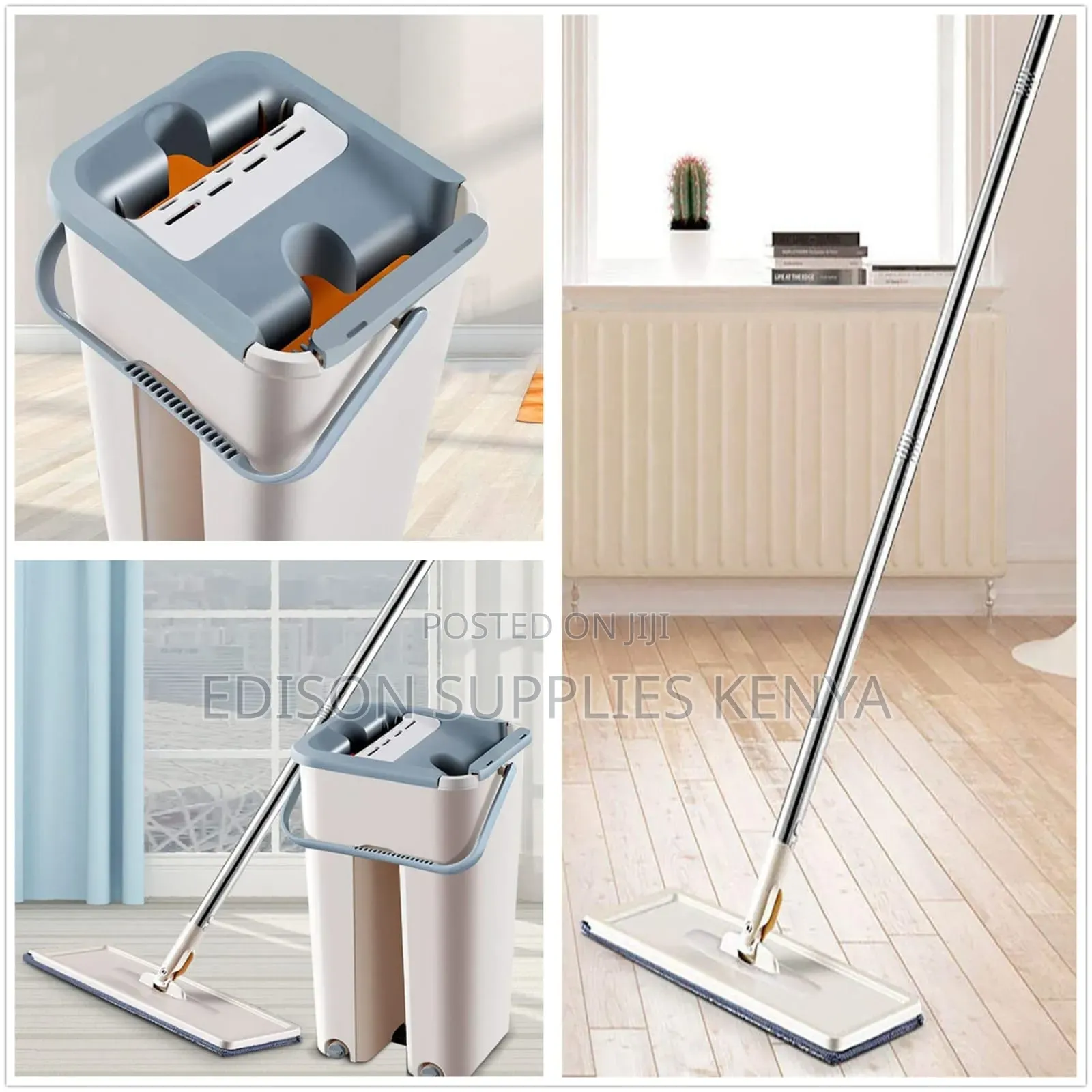 Flat Slide Mop Squeeze Mop and Bucket Set for Home Floor Cleaning