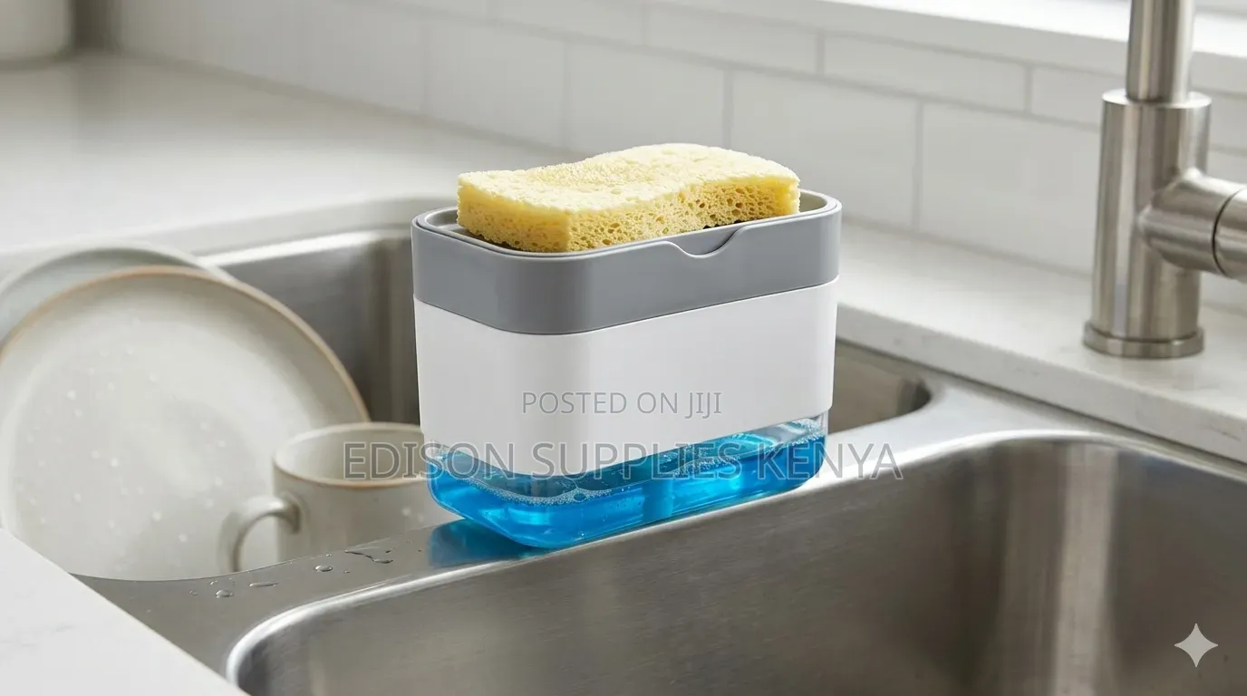 2-in-1 Dish Soap Dispenser and Sponge Holder Caddy for Kitchen