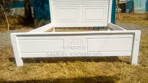 Premium 5x6 White Wooden Bed Frame – Handcrafted Heart Carving