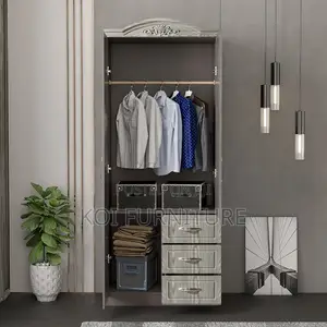 Glossy Brown Lockable Home Bedroom Warbrobe