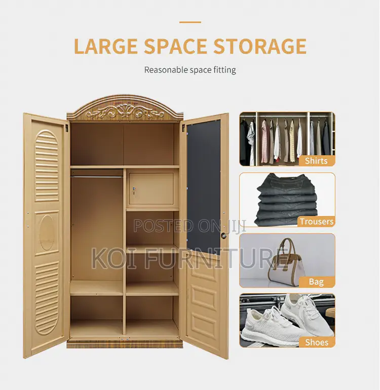 Glossy Brown Lockable Home Bedroom Warbrobe