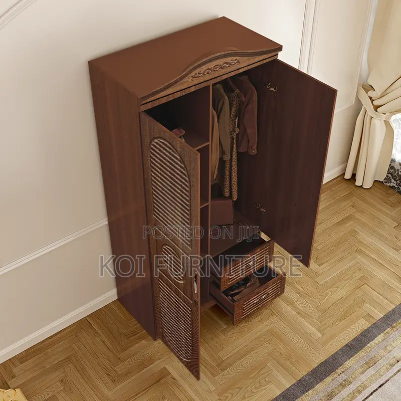 Glossy Brown Lockable Home Bedroom Warbrobe