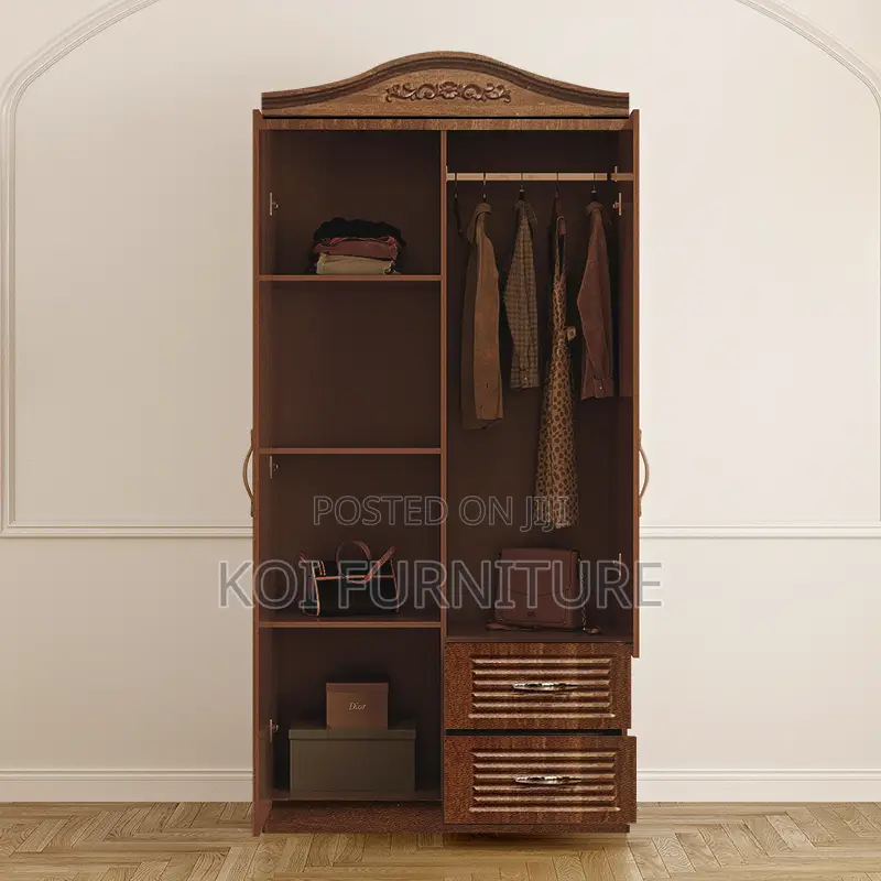 Glossy Brown Lockable Home Bedroom Warbrobe
