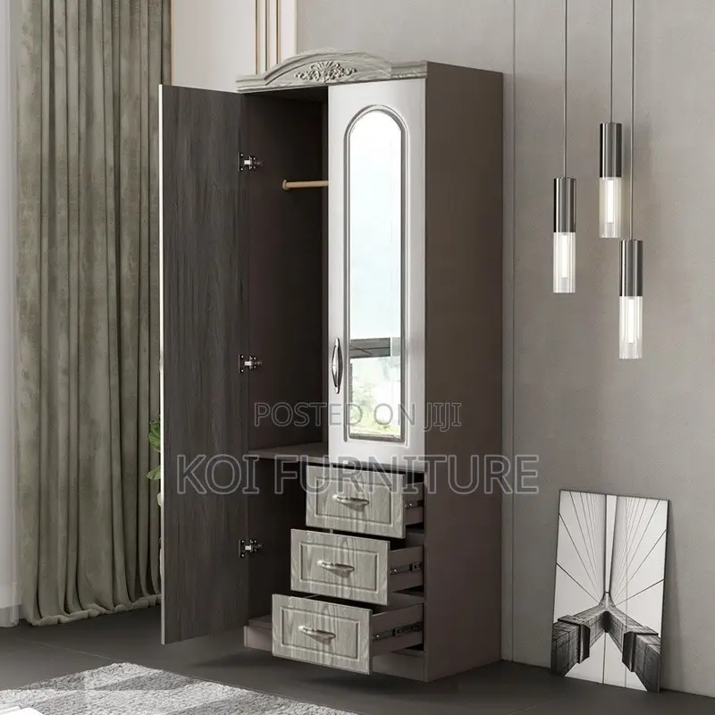 Glossy Brown Lockable Home Bedroom Warbrobe
