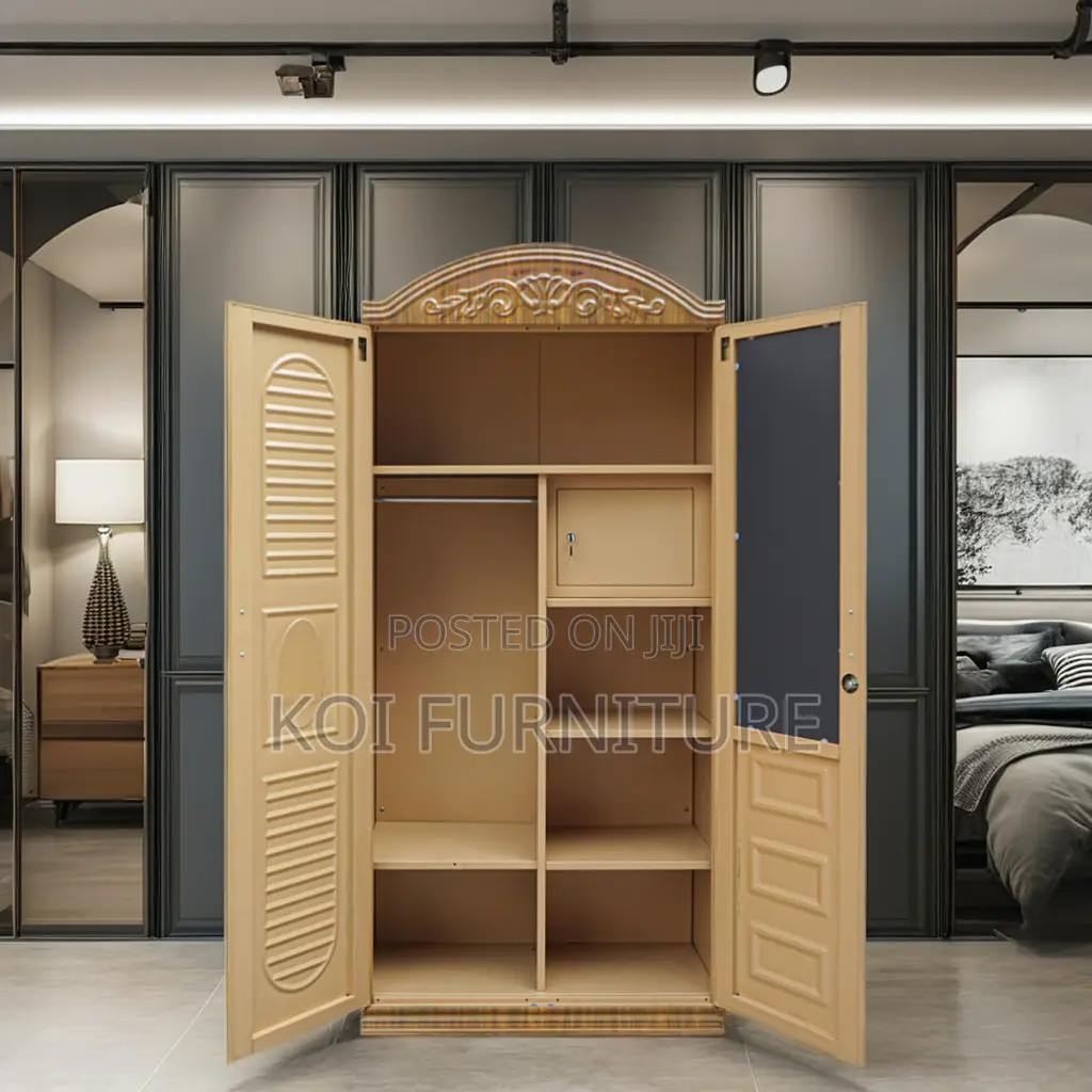 Glossy Brown Lockable Home Bedroom Warbrobe
