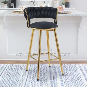 Barstools; Leather Home Office Brown Golden Barstools