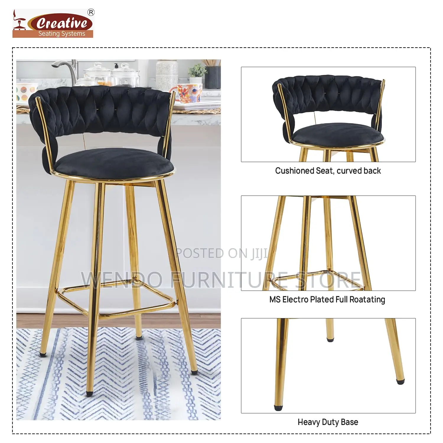Barstools; Leather Home Office Brown Golden Barstools