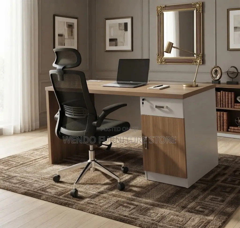 Office Desk; 1400mm Brown Top Home Office Executive Study Desk