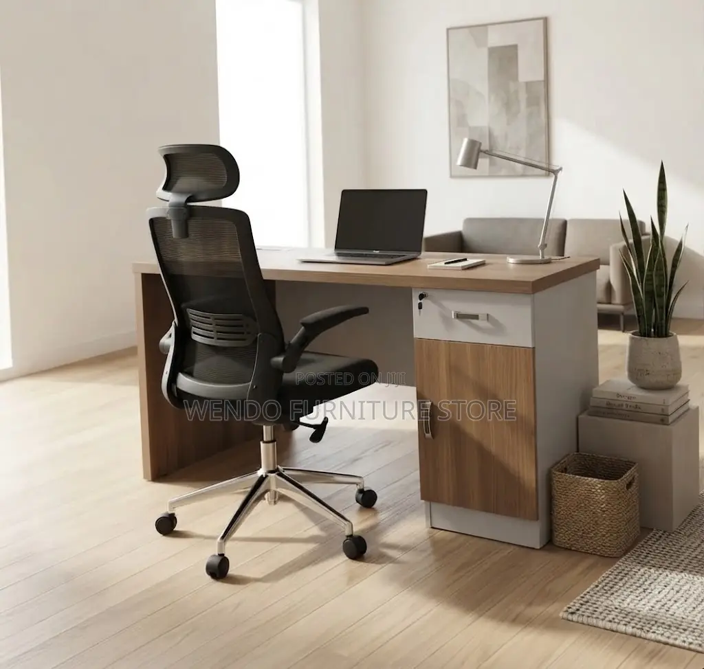 Office Desk; 1400mm Brown Top Home Office Executive Study Desk