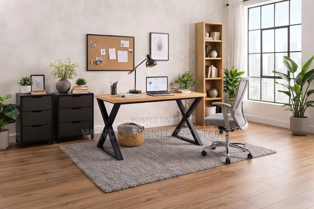Office Desk; 140cm Long Wooden Home Office Computer Table